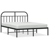 Vidaxl bedframe met hoofdbord metaal zwart 150x200 cm
