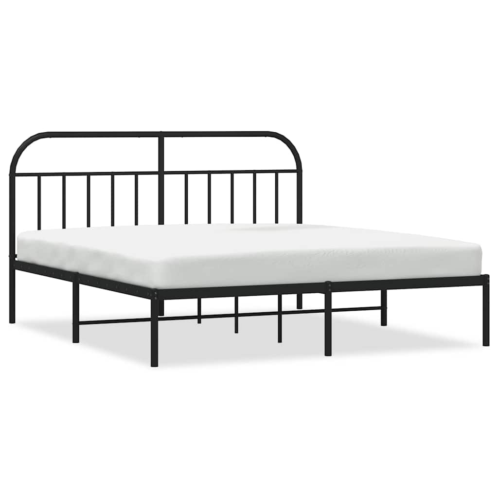 Vidaxl bedframe met hoofdbord metaal zwart 180x200 cm