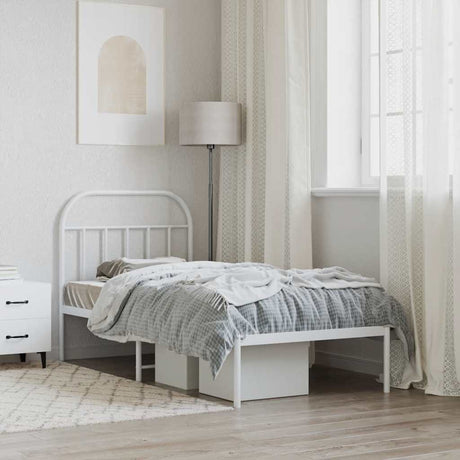 Vidaxl bedframe met hoofdbord metaal wit 90x200 cm