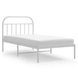 Vidaxl bedframe met hoofdbord metaal wit 100x190 cm