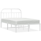 Vidaxl bedframe met hoofdbord metaal wit 135x190 cm