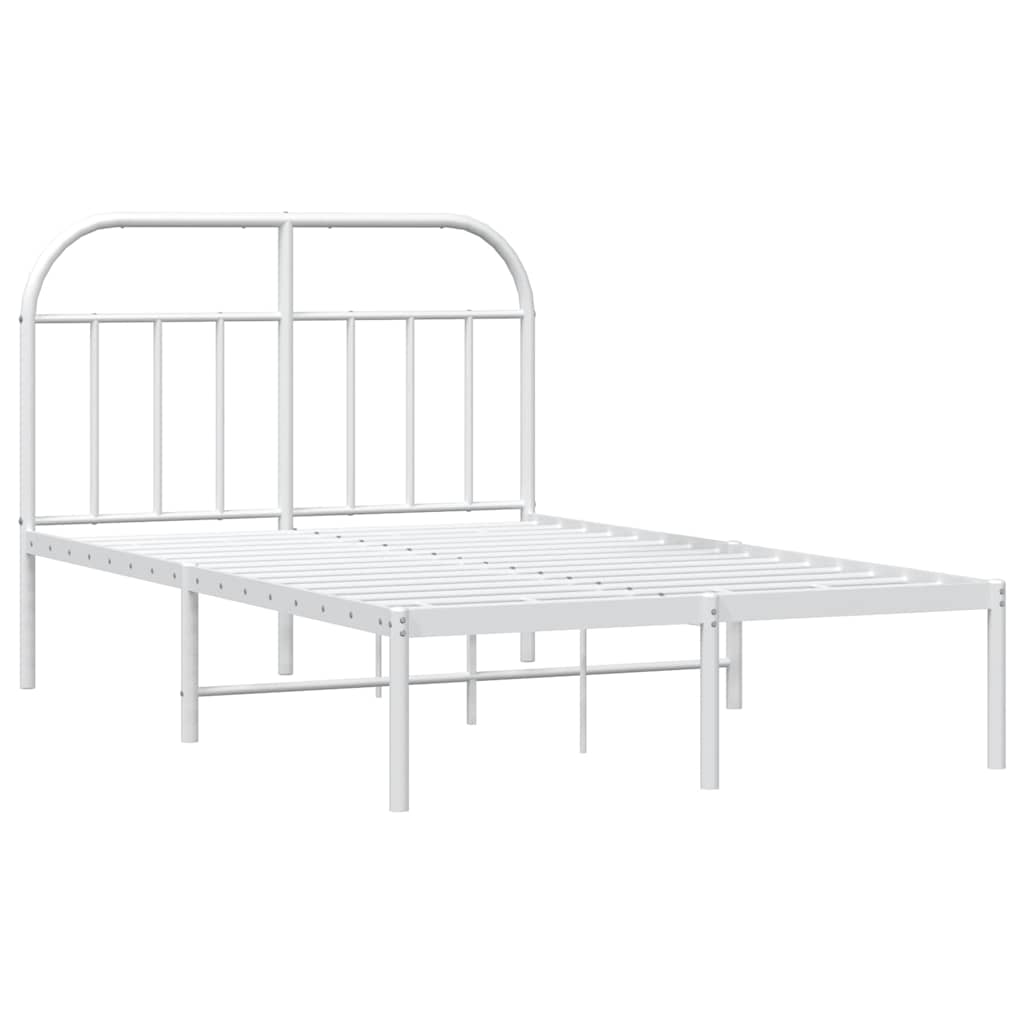 Vidaxl bedframe met hoofdbord metaal wit 135x190 cm