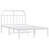 Vidaxl bedframe met hoofdbord metaal wit 135x190 cm