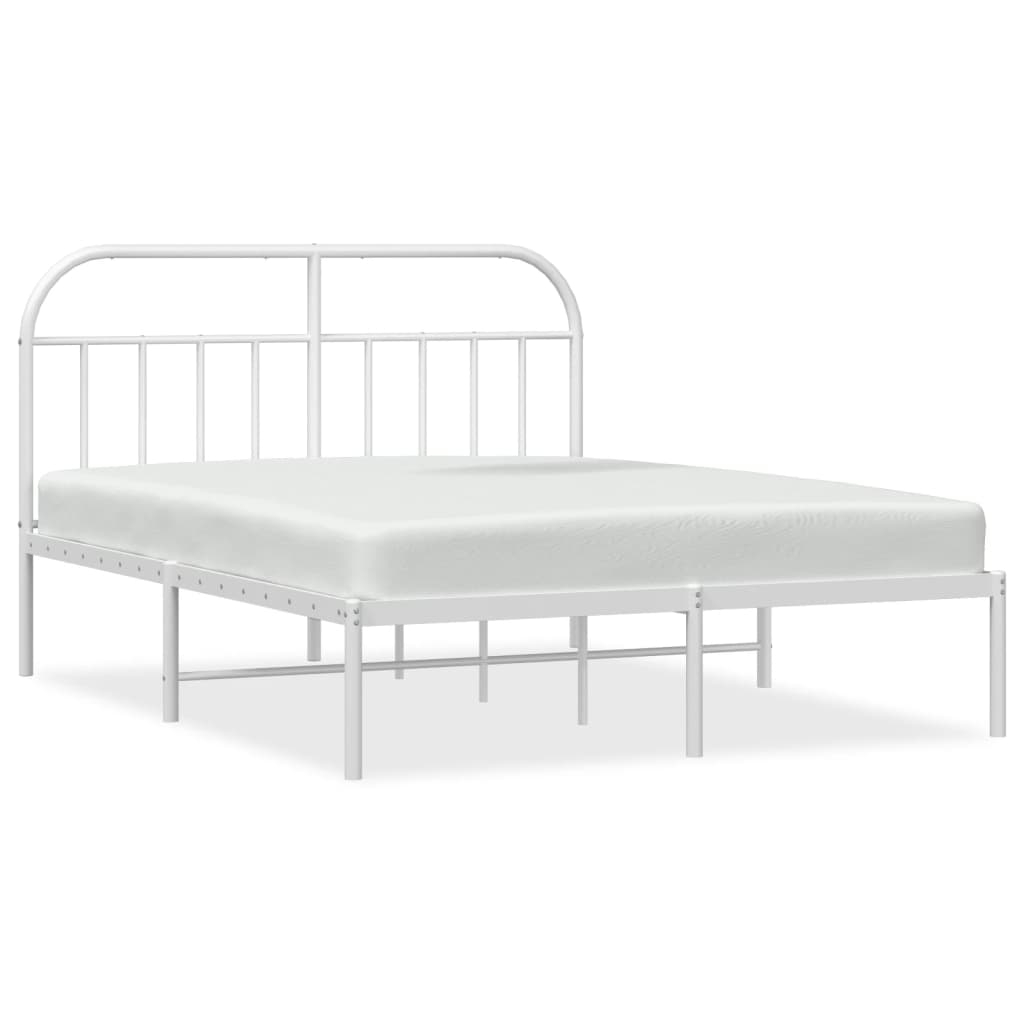 Vidaxl bedframe met hoofdbord metaal wit 180x200 cm
