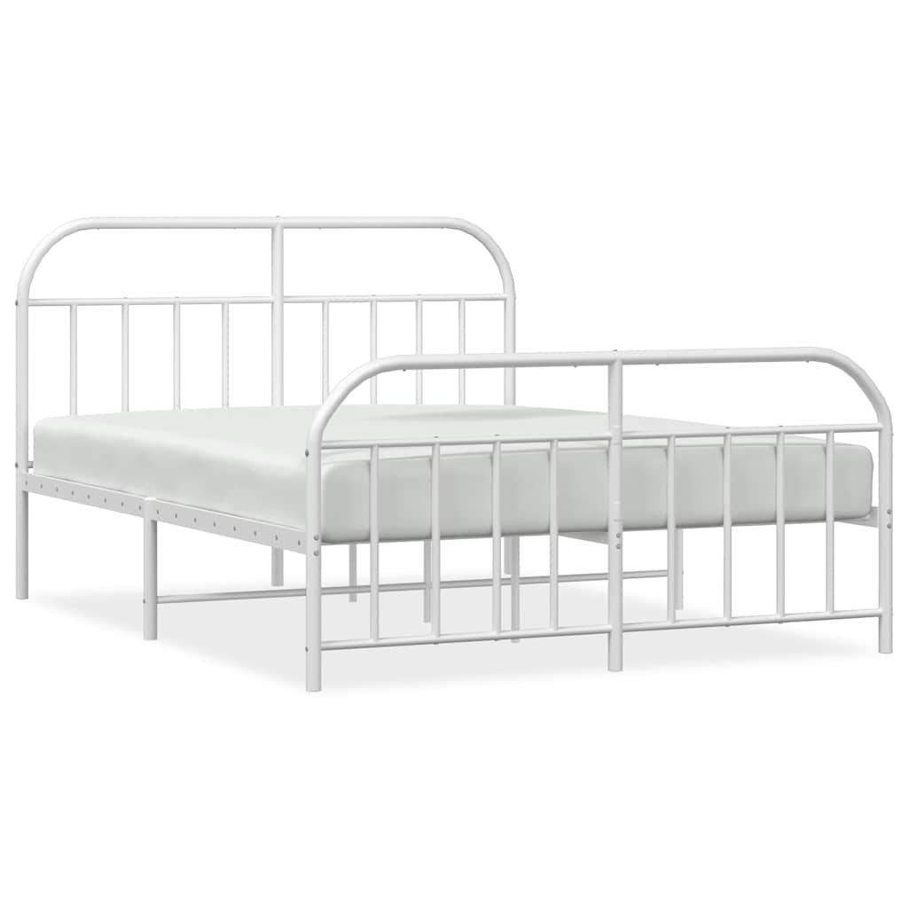 Vidaxl bedframe met hoofd- en voeteneinde metaal wit 135x190 cm