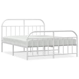 Vidaxl bedframe met hoofd- en voeteneinde metaal wit 135x190 cm