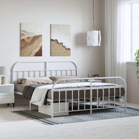 Vidaxl bedframe met hoofd- en voeteneinde metaal wit 183x213 cm