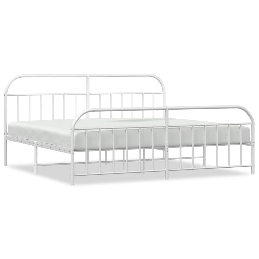 Vidaxl bedframe met hoofd- en voeteneinde metaal wit 193x203 cm