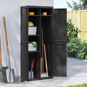 Vidaxl tuinkast 65x37x165 cm polypropeen zwart