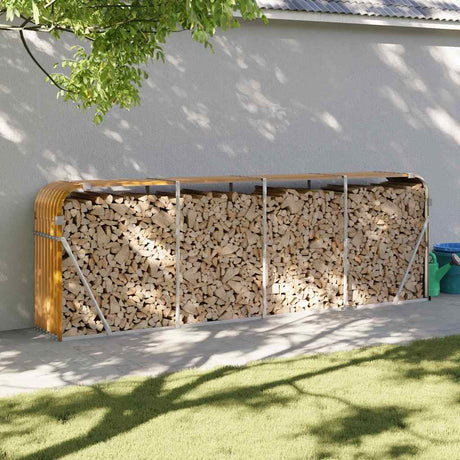 Magazyn drewna opałowego Vidaxx 300x45x100 cm, stal ocynkowana imitująca drewno