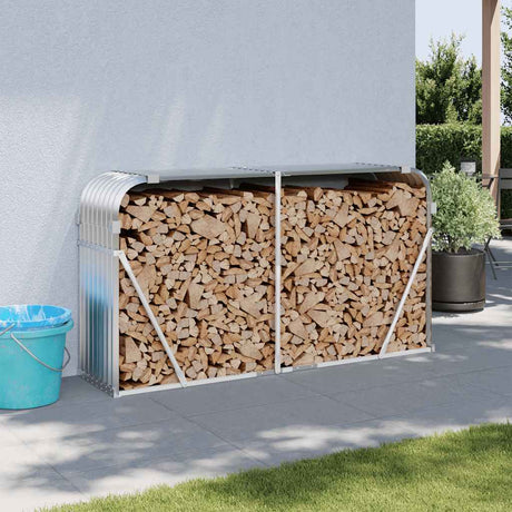 Magazyn drewna opałowego Vidaxx 180x45x100 cm stal ocynkowana, kolor srebrny