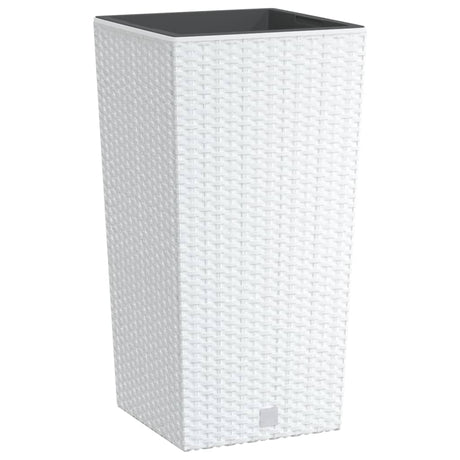 VidaXL Doniczka z wyjmowaną tacą, wygląd rattanu, 11, 26,5 l, PP, biała