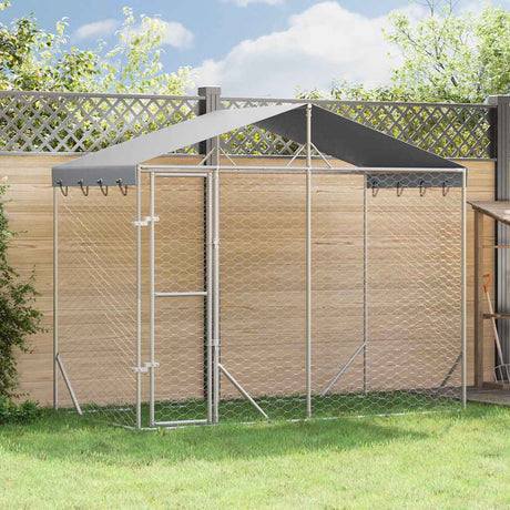 Buda dla psa Vidaxxl z dachem 3x1,5x2,5 m stal ocynkowana srebrna