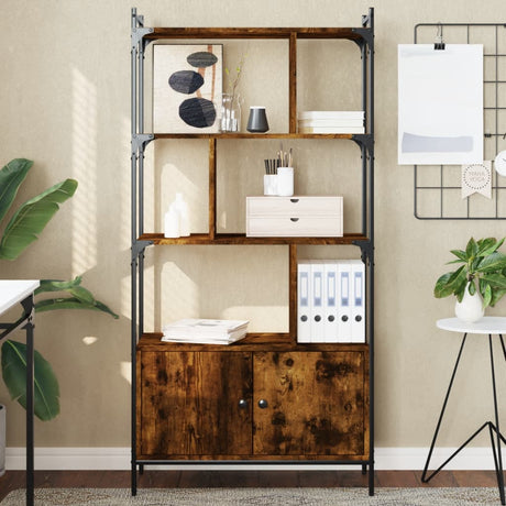 Vidaxl boekenkast met deuren 76,5x30x154,5 cm hout gerookt eikenkleur