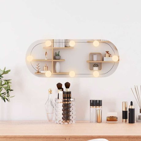Lustro ścienne VidaXL z diodami LED, owalne szkło 20x50 cm