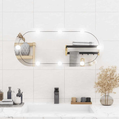 Lustro ścienne Vidaxxl z diodami LED, owalne szkło 35x80 cm
