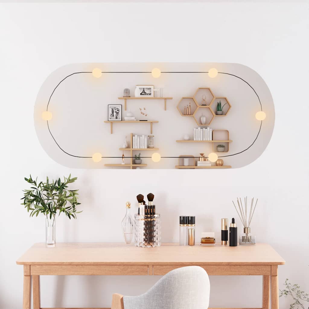 Lustro ścienne Vidaxx z diodami LED, owalne szkło 45x100 cm