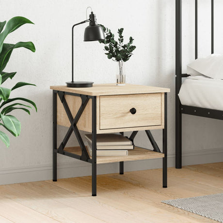 Vidaxl nachtkastje 40x42x45 cm bewerkt hout sonoma eikenkleurig