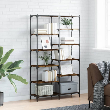 Vidaxl boekenrek 100x32x170 cm bewerkt hout en ijzer gerookt eiken