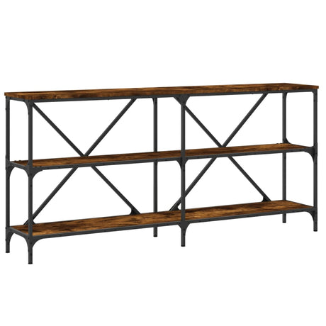Vidaxl wandtafel 160x30x75 cm bewerkt hout en ijzer gerookt eikenkleur
