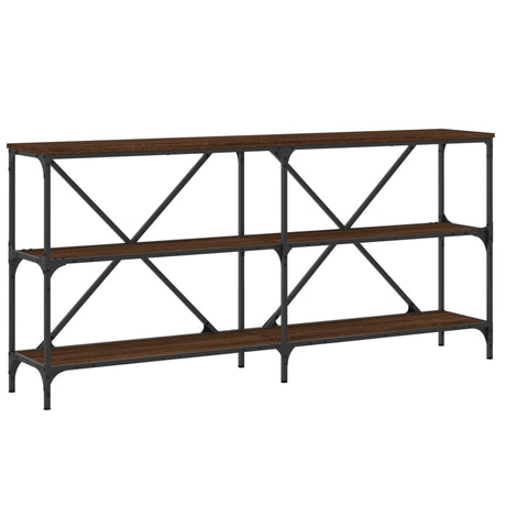 Vidaxl wandtafel 160x30x75 cm bewerkt hout en ijzer bruin eikenkleur