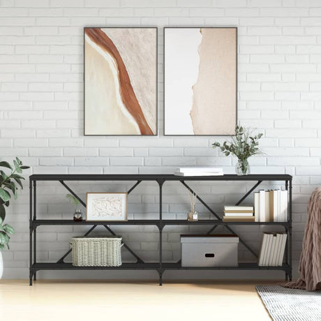 Vidaxl wandtafel 180x30x75 cm bewerkt hout en ijzer zwart