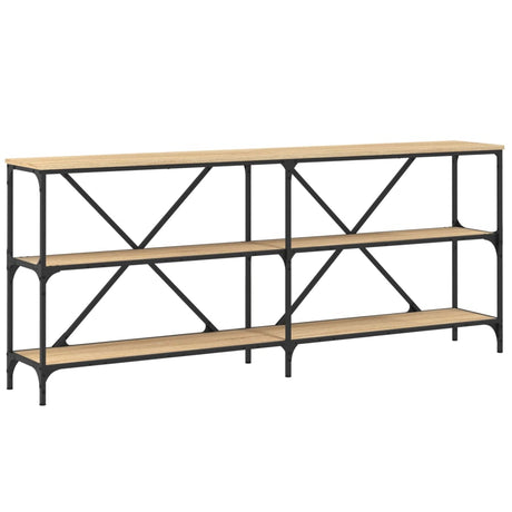 Vidaxl wandtafel 180x30x75 cm bewerkt hout en ijzer sonoma eikenkleur