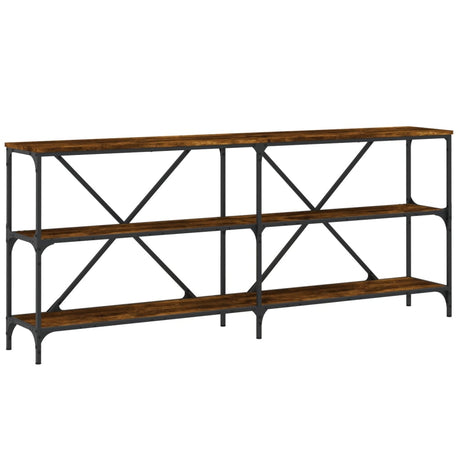 Vidaxl wandtafel 180x30x75 cm bewerkt hout en ijzer gerookt eikenkleur