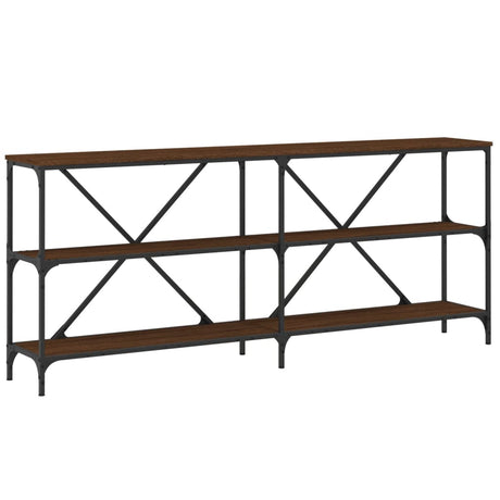 Vidaxl wandtafel 180x30x75 cm bewerkt hout en ijzer bruin eikenkleur