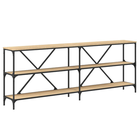 Vidaxl wandtafel 200x30x75 cm bewerkt hout en ijzer sonoma eikenkleur