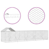 VidaXL Buda dla psa z dachem 10x2x2,5 m, stal ocynkowana, srebrna