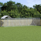 VidaXL Buda dla psa z dachem 10x2x2,5 m, stal ocynkowana, srebrna