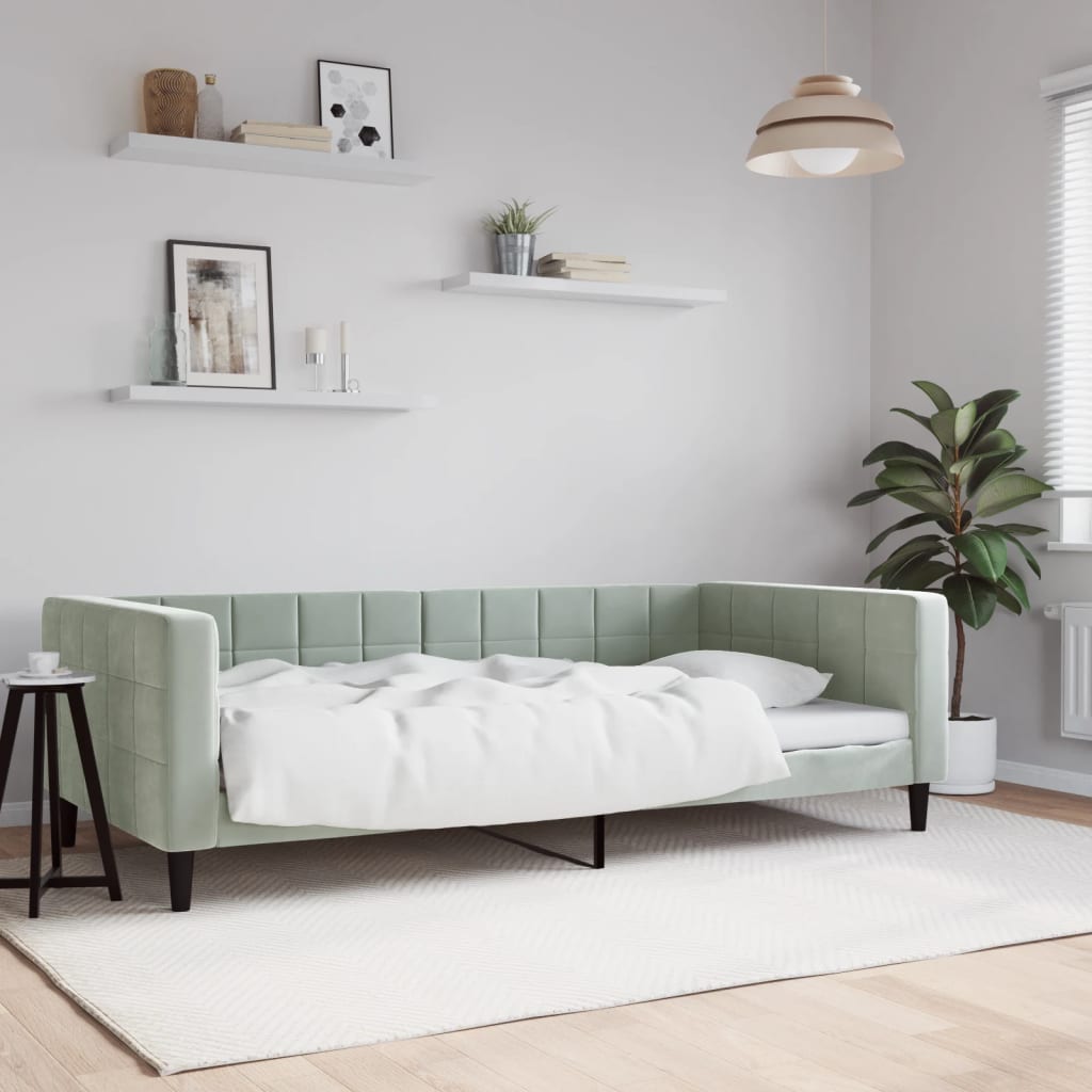 Vidaxl slaapbank 100x190 cm fluweel lichtgrijs