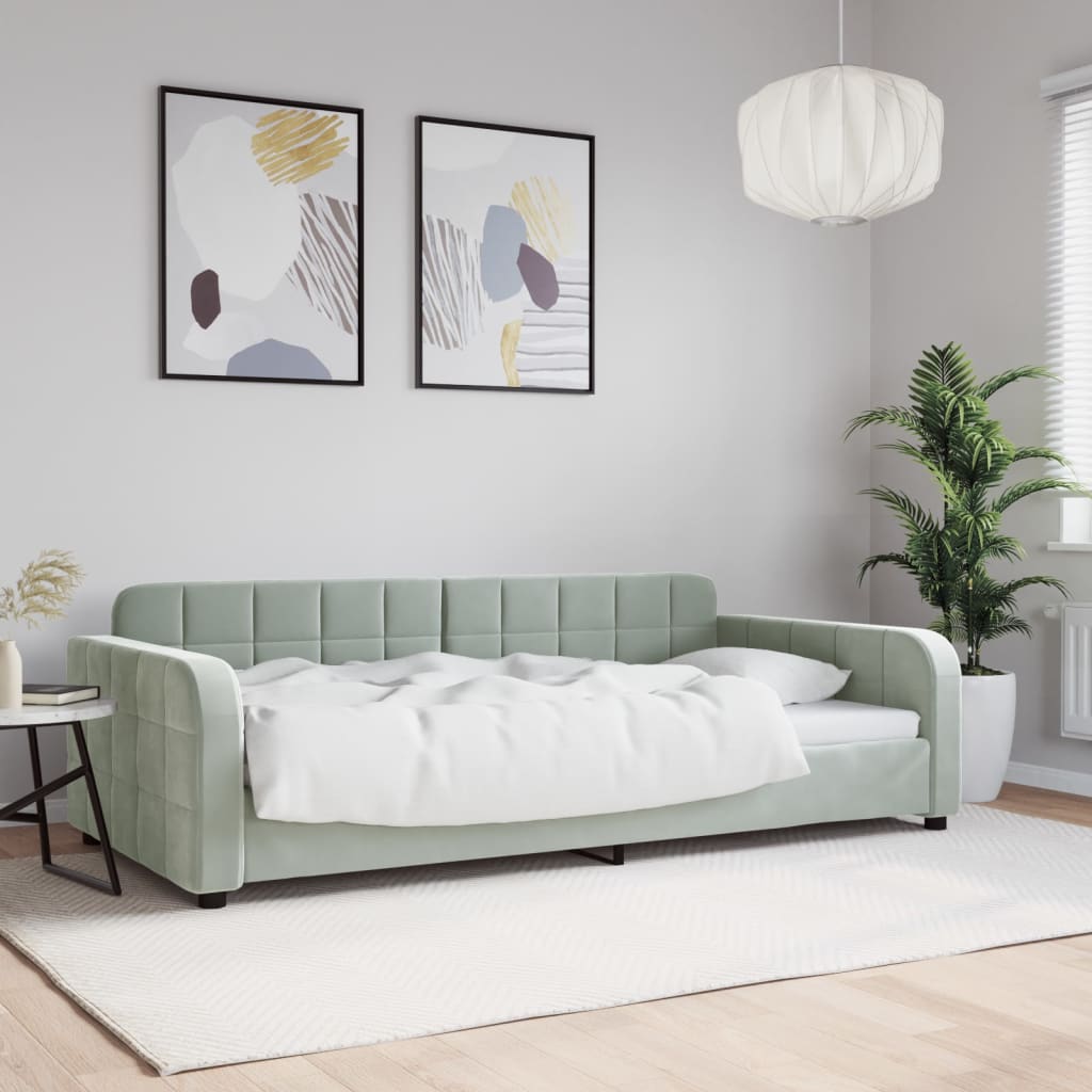 Vidaxl slaapbank 100x190 cm fluweel lichtgrijs