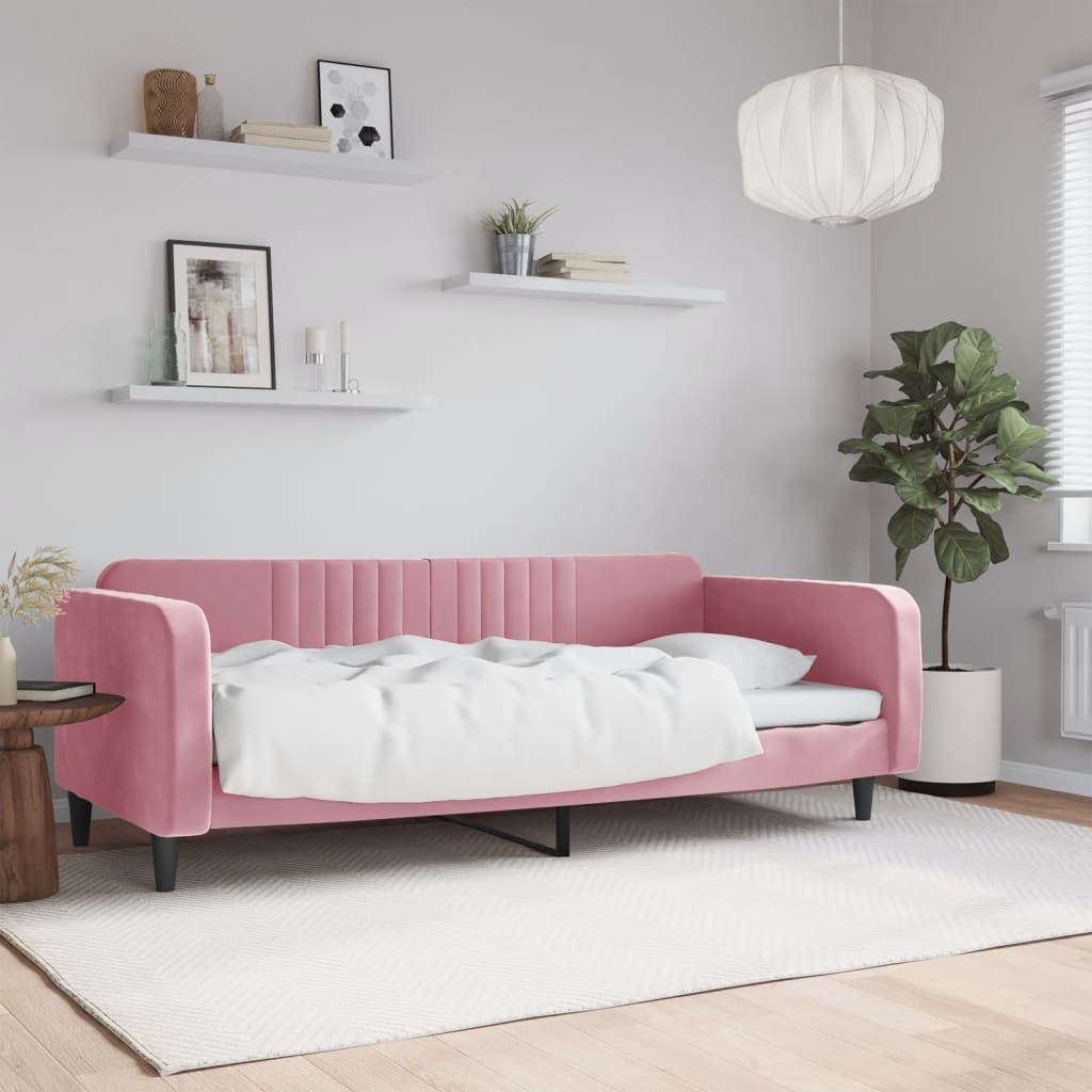 Vidaxl slaapbank 90x200 cm fluweel roze