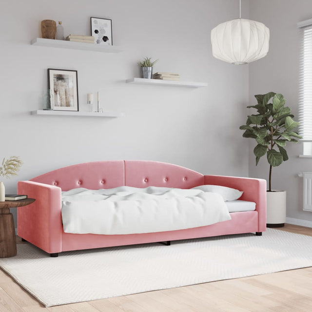 Vidaxl slaapbank 90x200 cm fluweel roze