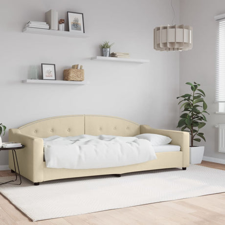 Vidaxl slaapbank 100x200 cm stof crèmekleurig