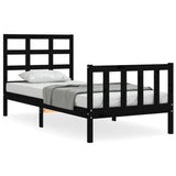 Vidaxl bedframe met hoofdbord massief hout zwart
