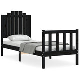 Vidaxl bedframe met hoofdbord massief hout zwart