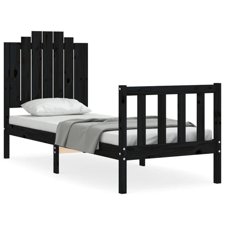 Vidaxl bedframe met hoofdbord massief hout zwart