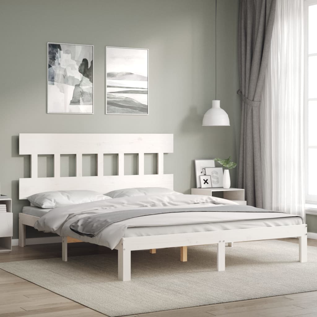 Vidaxl bedframe zonder matras massief grenenhout wit 160x200 cm