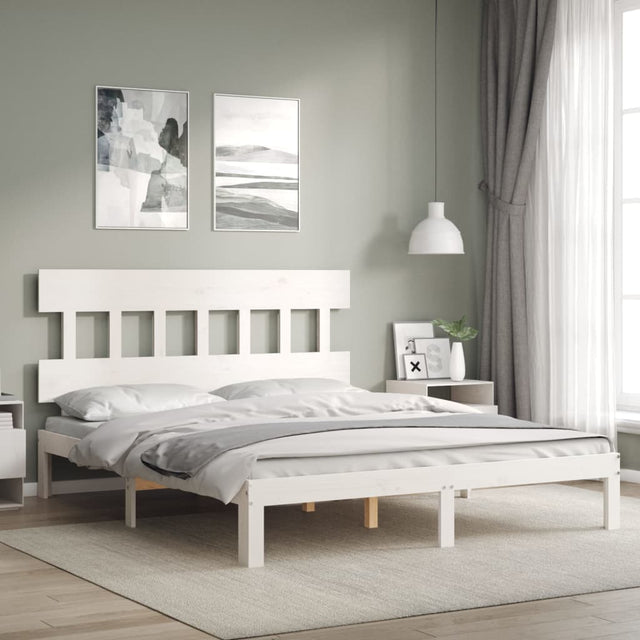 Vidaxl bedframe zonder matras massief grenenhout wit 160x200 cm