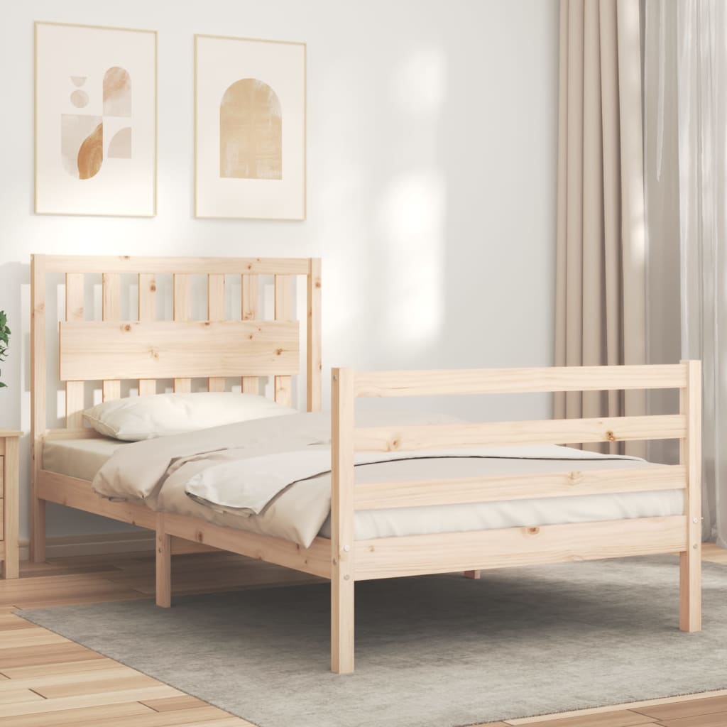 Vidaxl bedframe met hoofdbord massief hout 100x200 cm