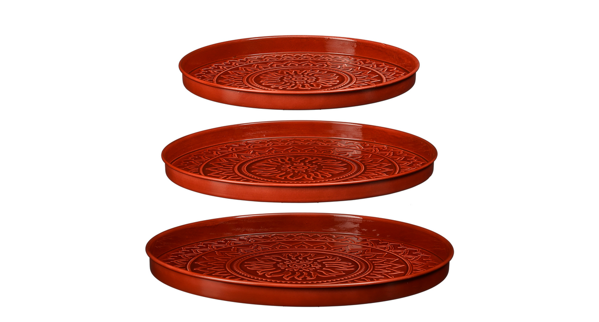 Medina tray rood set van 3 - h3xd40cm