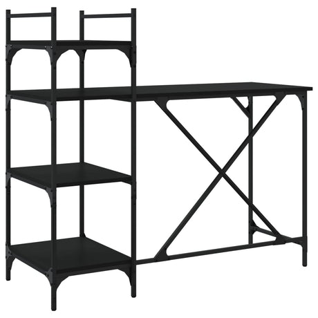 Vidaxl computerbureau met schappen 120x47x109 cm zwart