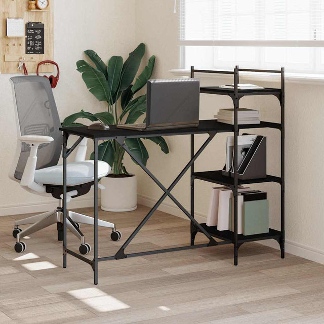 Vidaxl computerbureau met schappen 120x47x109 cm zwart