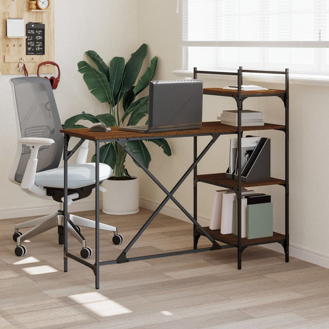 Vidaxl computerbureau met schappen 120x47x109 cm bruin eikenkleur