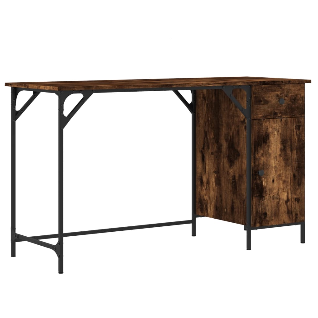 Vidaxl bureau 131x48x75 cm bewerkt hout gerookt eikenkleurig