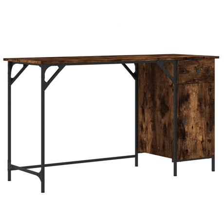 Vidaxl bureau 131x48x75 cm bewerkt hout gerookt eikenkleurig
