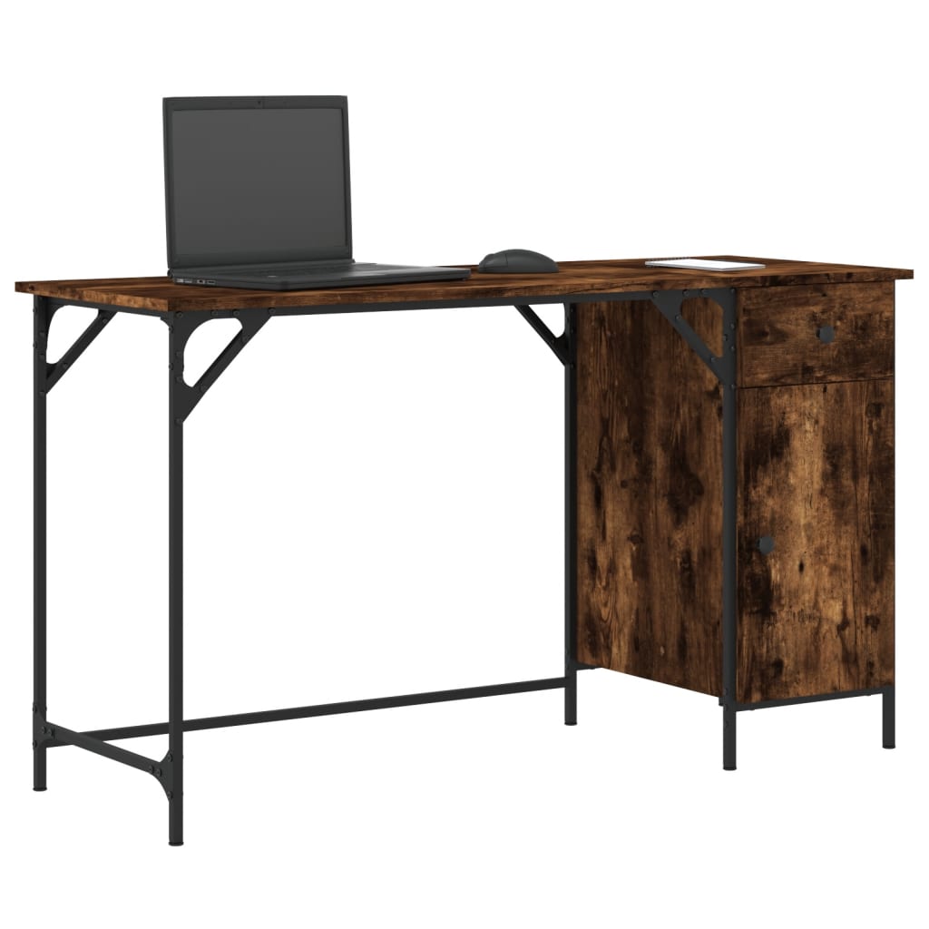 Vidaxl bureau 131x48x75 cm bewerkt hout gerookt eikenkleurig